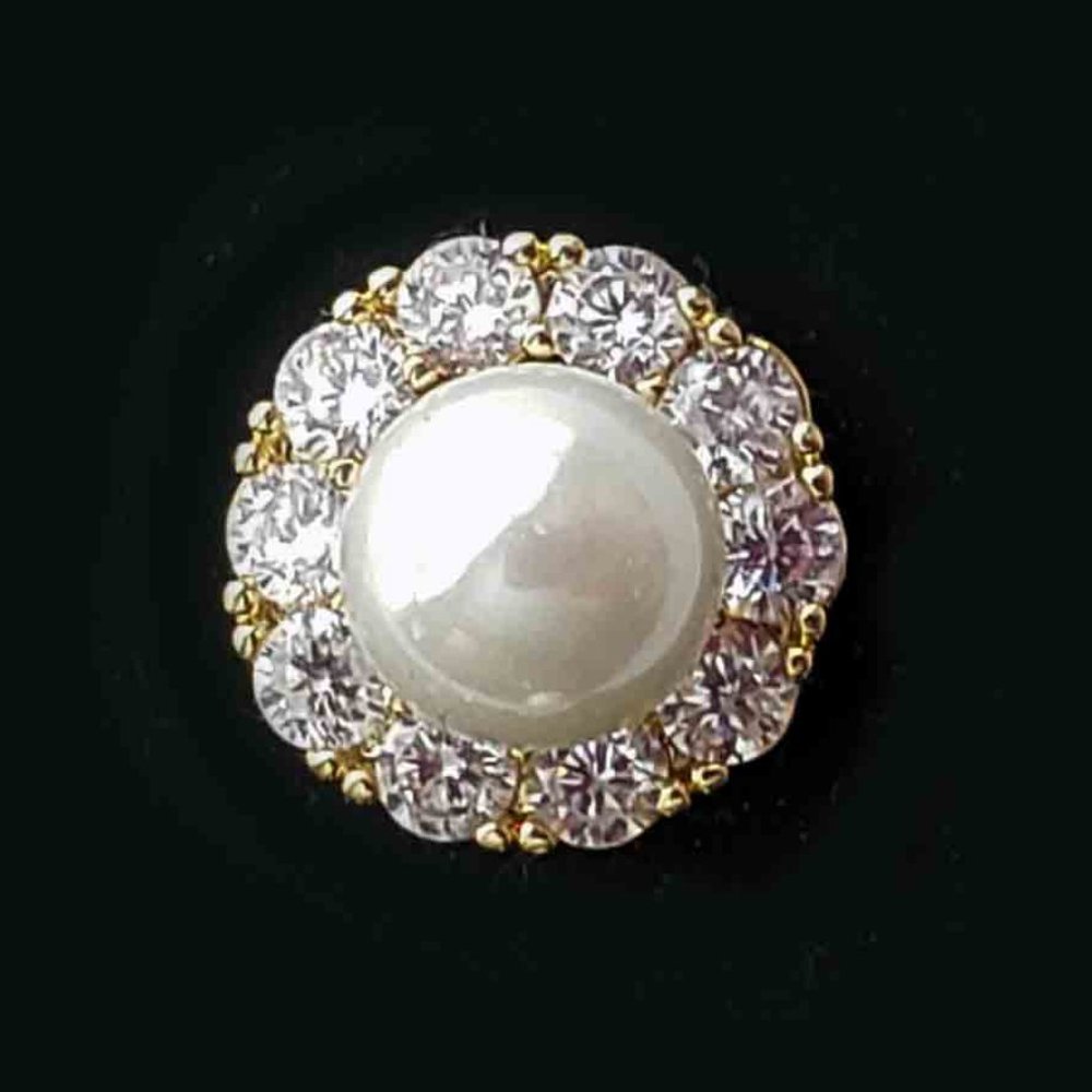 Sno of Sweden Faux Pearl and Crystal Earrings White Clear Gold - Picture 2 of 2